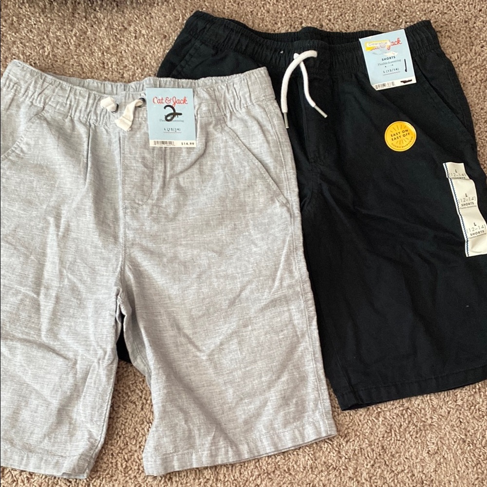 Cat & Jack Light Gray and Black Shorts Duo